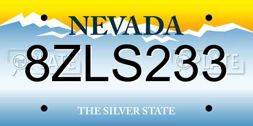 8ZLS233 Nevada License Plate
