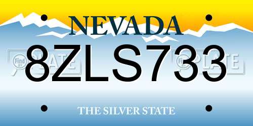 8ZLS733 Nevada License Plate