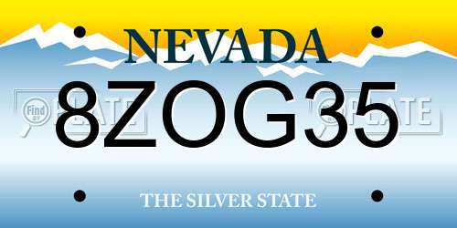 8ZOG35 Nevada License Plate