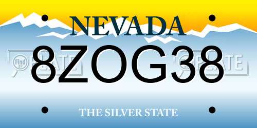 8ZOG38 Nevada License Plate