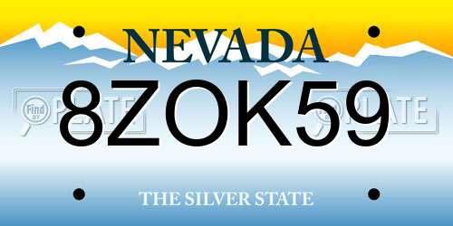 8ZOK59 Nevada License Plate