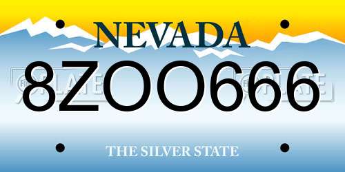 8ZOO666 Nevada License Plate