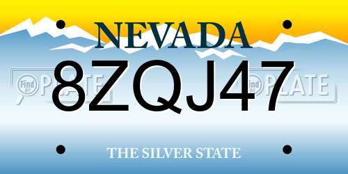 8ZQJ47 Nevada License Plate