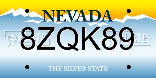 8ZQK89 Nevada License Plate