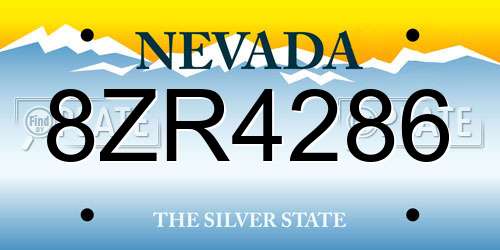 8ZR4286 Nevada License Plate