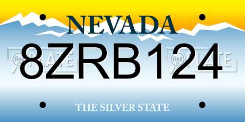 8ZRB124 Nevada License Plate