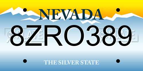 8ZRO389 Nevada License Plate