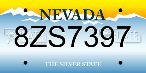 8ZS7397 Nevada License Plate