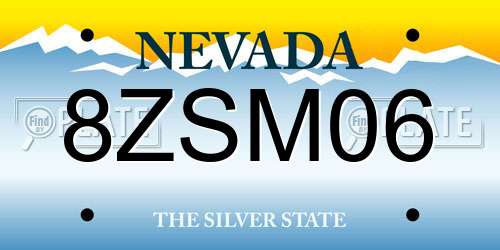8ZSM06 Nevada License Plate