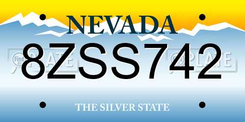 8ZSS742 Nevada License Plate