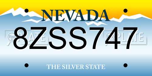 8ZSS747 Nevada License Plate