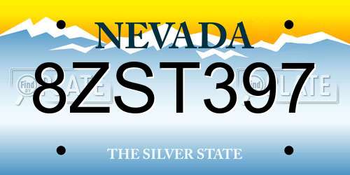 8ZST397 Nevada License Plate