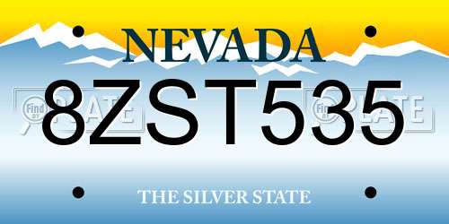 8ZST535 Nevada License Plate