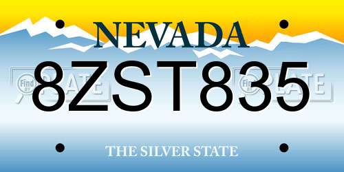 8ZST835 Nevada License Plate