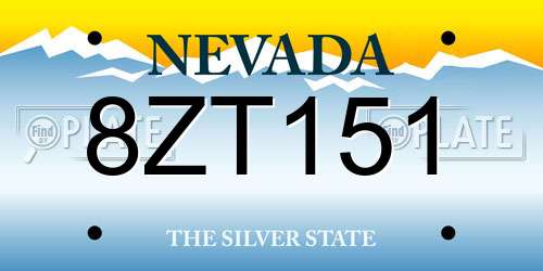 8ZT151 Nevada License Plate