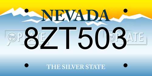 8ZT503 Nevada License Plate