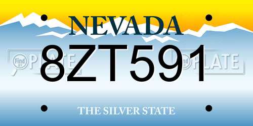 8ZT591 Nevada License Plate