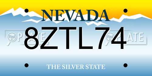 8ZTL74 Nevada License Plate