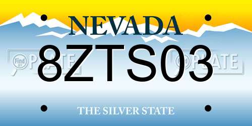 8ZTS03 Nevada License Plate