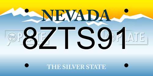 8ZTS91 Nevada License Plate