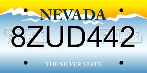 8ZUD442 Nevada License Plate