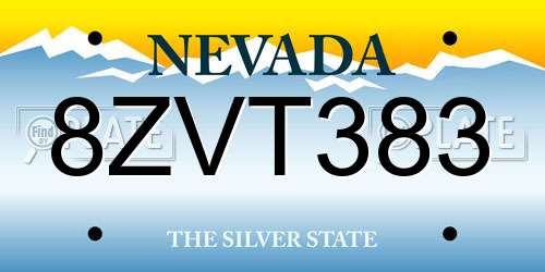 8ZVT383 Nevada License Plate