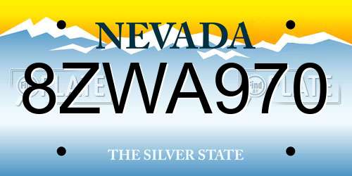 8ZWA970 Nevada License Plate