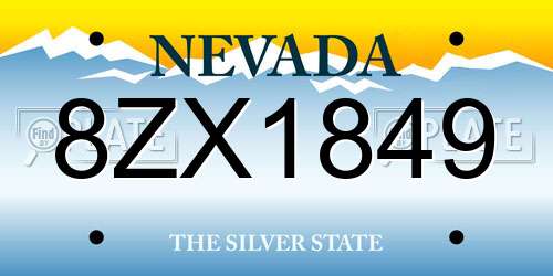 8ZX1849 Nevada License Plate