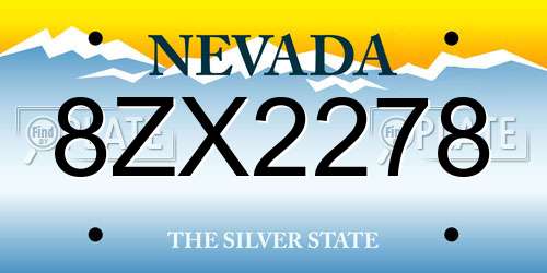 8ZX2278 Nevada License Plate