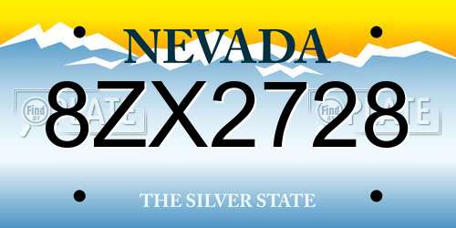 8ZX2728 Nevada License Plate