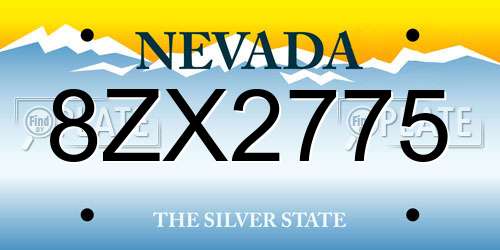 8ZX2775 Nevada License Plate