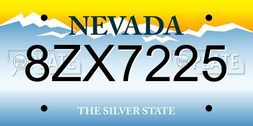8ZX7225 Nevada License Plate