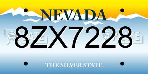 8ZX7228 Nevada License Plate