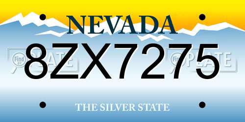 8ZX7275 Nevada License Plate