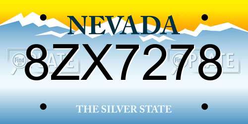 8ZX7278 Nevada License Plate