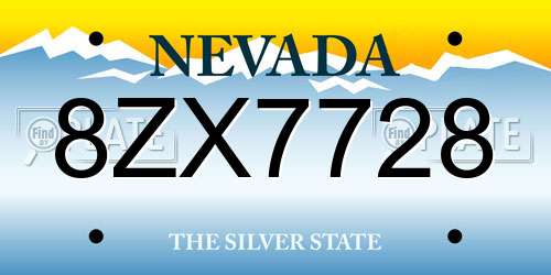 8ZX7728 Nevada License Plate