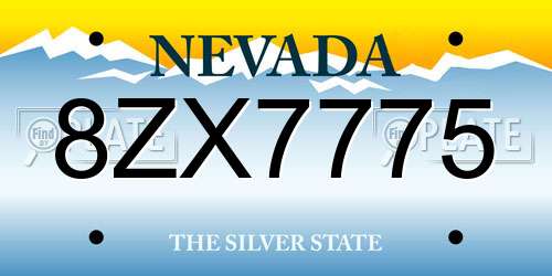 8ZX7775 Nevada License Plate