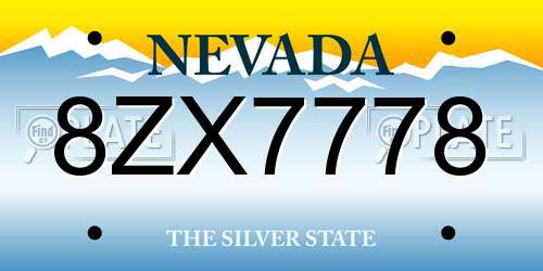 8ZX7778 Nevada License Plate