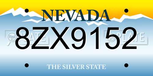 8ZX9152 Nevada License Plate