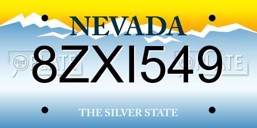 8ZXI549 Nevada License Plate