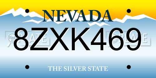 8ZXK469 Nevada License Plate
