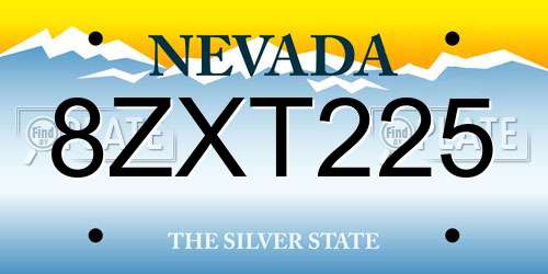 8ZXT225 Nevada License Plate