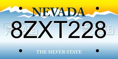 8ZXT228 Nevada License Plate