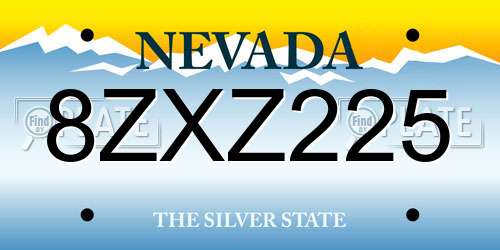 8ZXZ225 Nevada License Plate