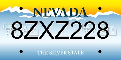 8ZXZ228 Nevada License Plate