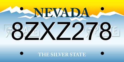 8ZXZ278 Nevada License Plate