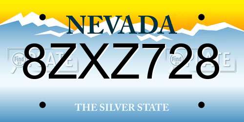 8ZXZ728 Nevada License Plate
