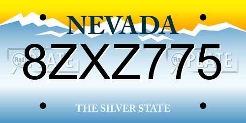 8ZXZ775 Nevada License Plate