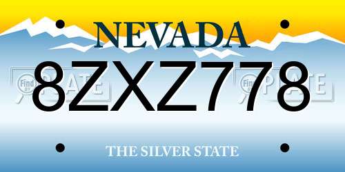 8ZXZ778 Nevada License Plate