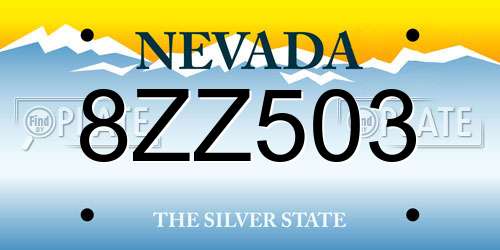 8ZZ503 Nevada License Plate